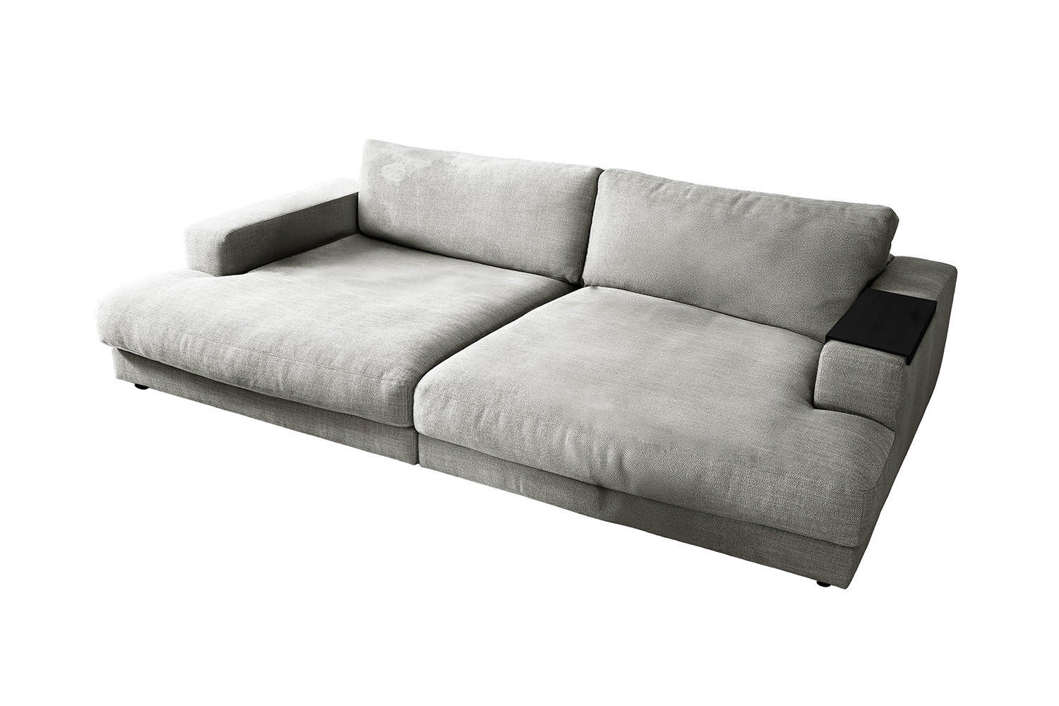 BIG SOFA XL MIT TABLETT MADELINE Silber Webstoff - Silberfarben/Schwarz, Kunststoff/Textil (290/85/190cm) - KAWOLA