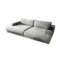 BIG SOFA XL MIT TABLETT MADELINE Silber Webstoff - Silberfarben/Schwarz, Kunststoff/Textil (290/85/190cm) - KAWOLA