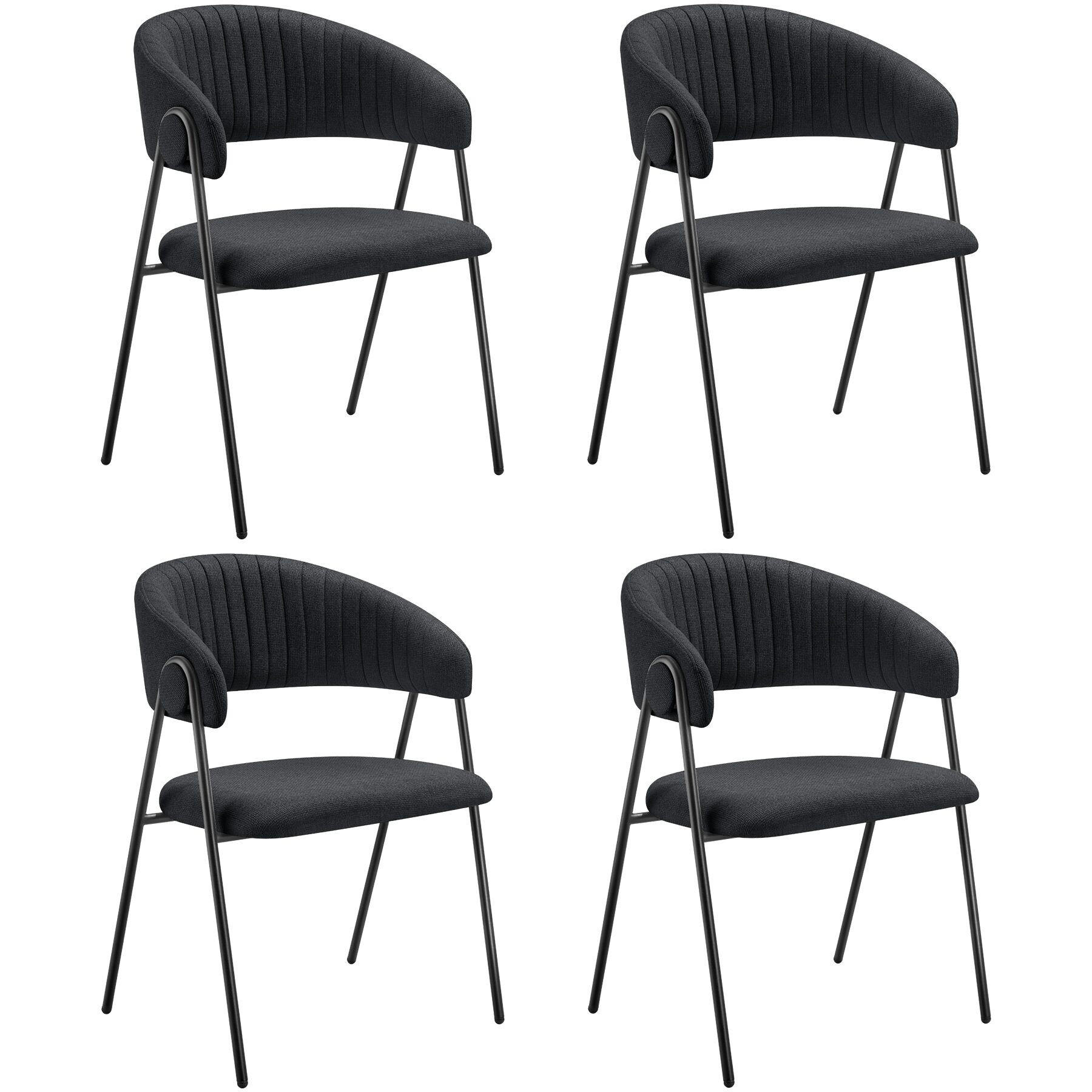 ARMLEHNSTUHL 4er Set Bedano 60 x 58 x 85 cm schwarz - Schwarz, Kunststoff (60/85/58cm) - tectake