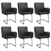 ESSZIMMERSTÜHLE 6er Schwarz Kunstleder Metallbeine modern - Schwarz, Leder (57/86/56cm) - FLIEKS