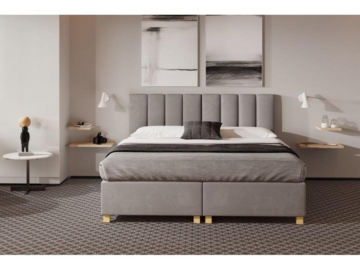 HOTELBETT EUROPA 80x200 cm, Mobil Bett auf Rollen & Koppelbar mit Bonell Matratze, 1 Stück, Grau - Grau, Holz/Buchenholz (80/200cm) - Trada