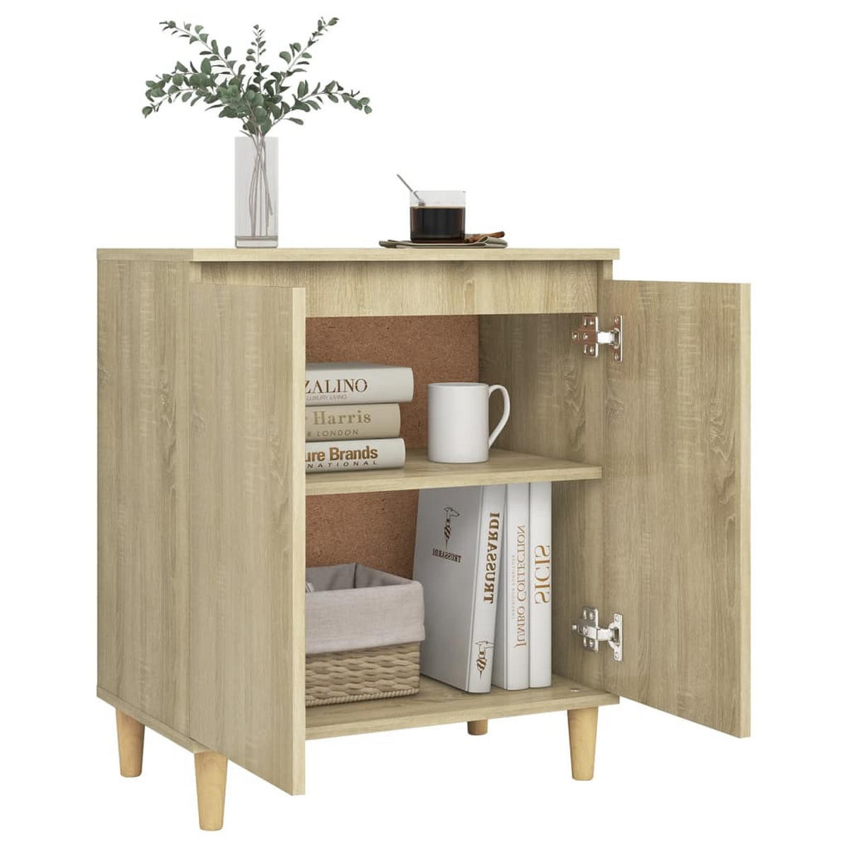 SIDEBOARD mit Massivholz-Beinen 60/35/70 cm aus Holzwerkstoff Sonoma-Eiche Dekor - Sonoma Eiche, Holz (60/70/35cm) - vidaXL