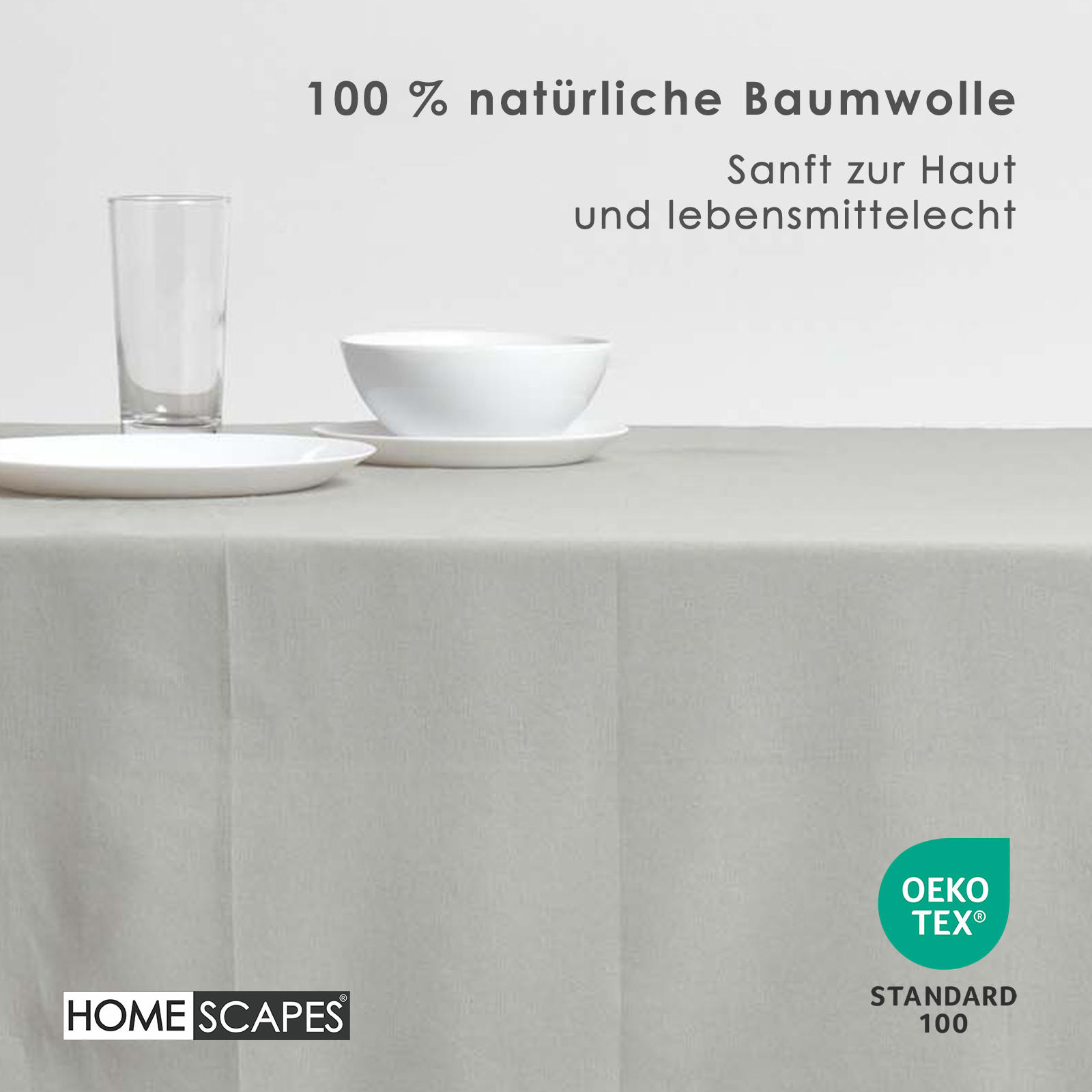 TISCHDECKE grau 137/178 cm, 100% Baumwolle - Grau, Textil (137/178cm) - Homescapes