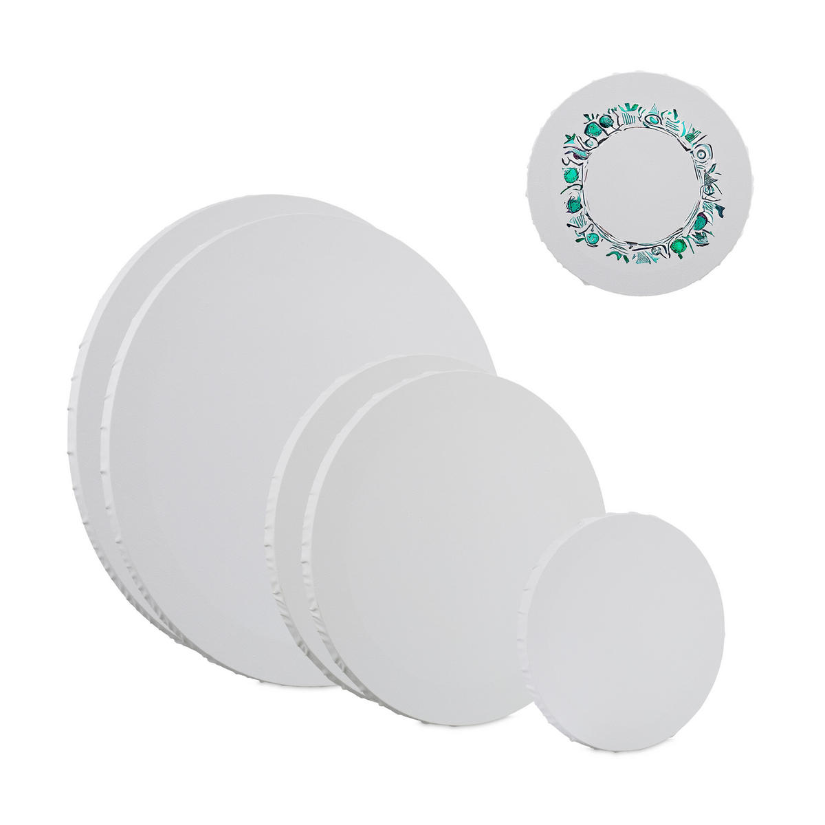 6-TLG.LEINWAND-SET - Weiß, Holzwerkstoff/Textil (40/40cm) - Relaxdays