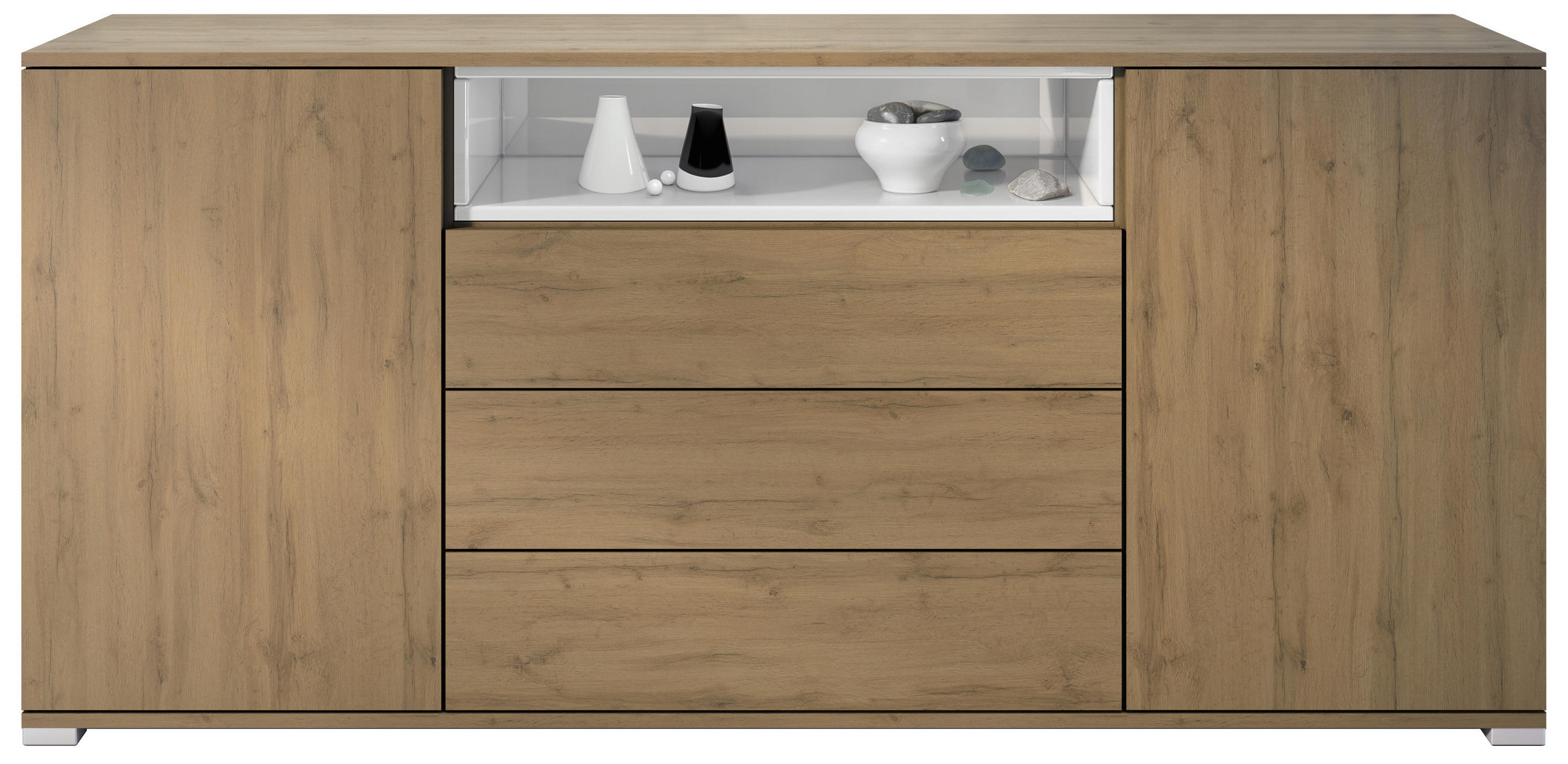 SIDEBOARD Skadu Weiß Hochglanz - Weiß Hochglanz, Holzwerkstoff (166.5/75.5/35cm) - Vladon