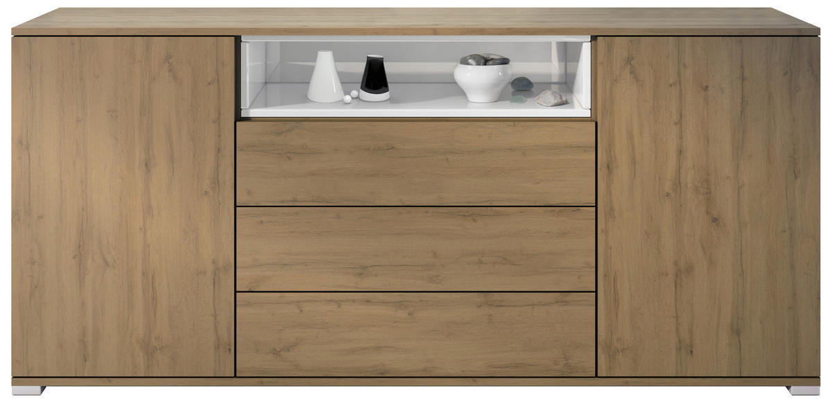 SIDEBOARD Skadu Weiß Hochglanz - Weiß Hochglanz, Holzwerkstoff (166.5/75.5/35cm) - Vladon