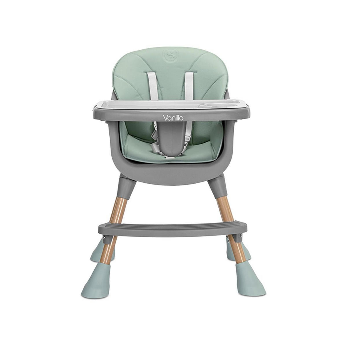 HOCHSTUHL Vanilla 3 in 1 grün Kinderstuhl, Tablett, Fußstütze, Gurt - Grün, Kunststoff (66/94/60cm) - Lorelli