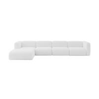 ECKSOFA Ottomane Links MIRA-L3 409x179x70 Weiß Bouclé - Schwarz/Weiß, Holzwerkstoff/Kunststoff (409/179cm) - ALTDECOR