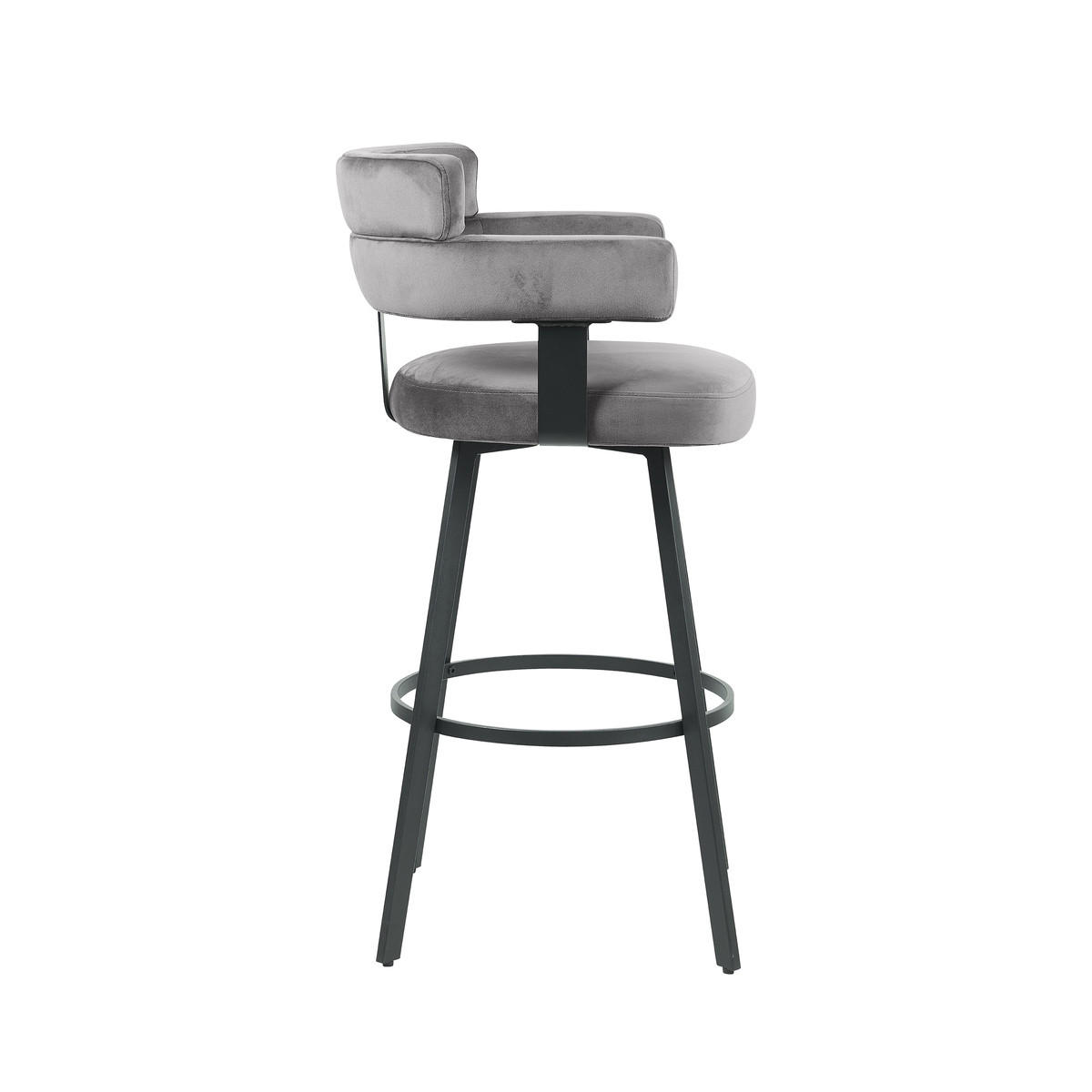 Thumbnail - Label51 Barhocker, Grau, Textil, 56x101x52 cm, Esszimmer, Barmöbel, Barhocker