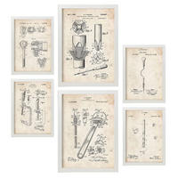 POSTER Set Mit 6 Plakaten Mit Bauwerkzeuge 1 Patenten Im Vintage Stil A3 & A4 Weißer Rahmen - Weiß, Papier (29/3cm) - Nacnic