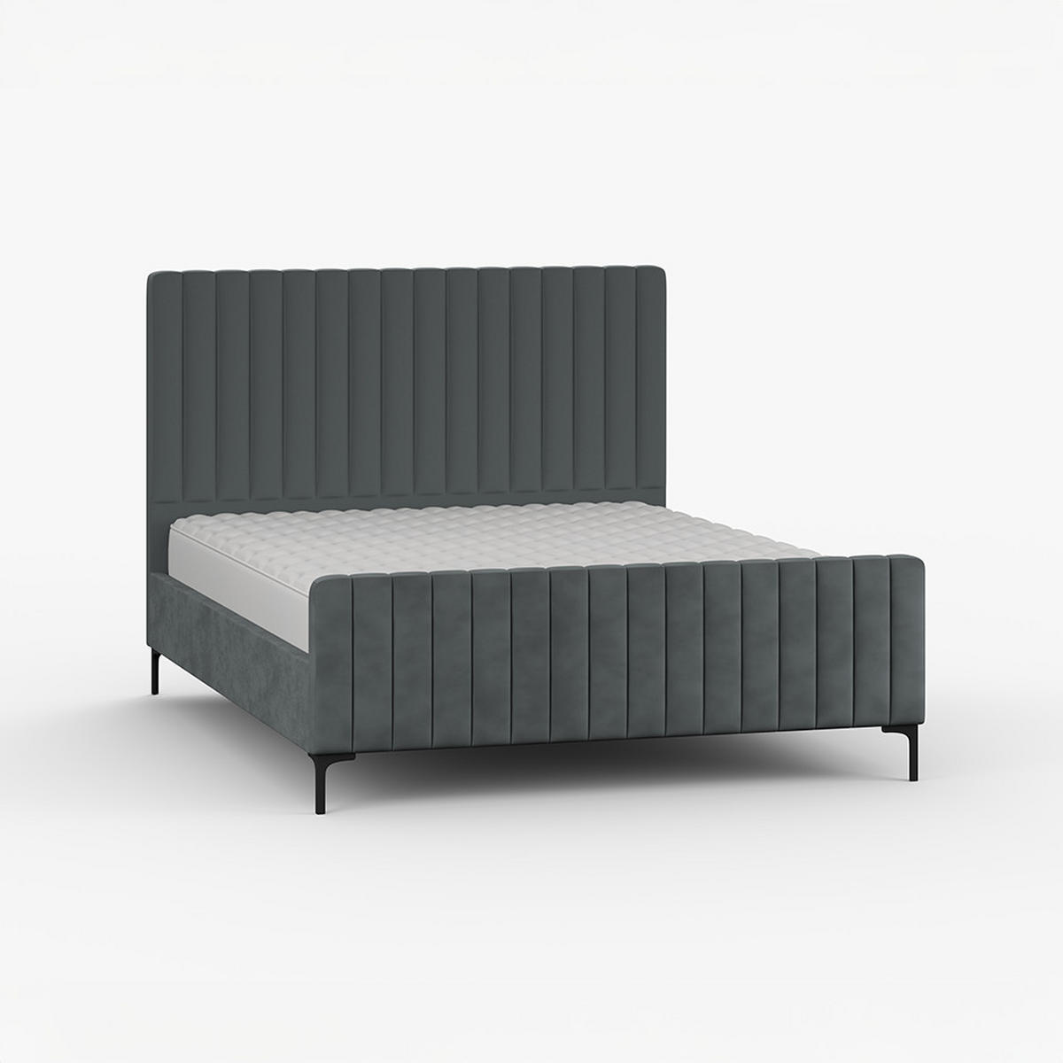 POLSTERBETT AURORA, Lattenrost, ohne Bettkasten, gepolsterte Kopfstütze 160/200 in Grau - Schwarz/Grau, Holz/Textil (160/200cm) - imoebel24