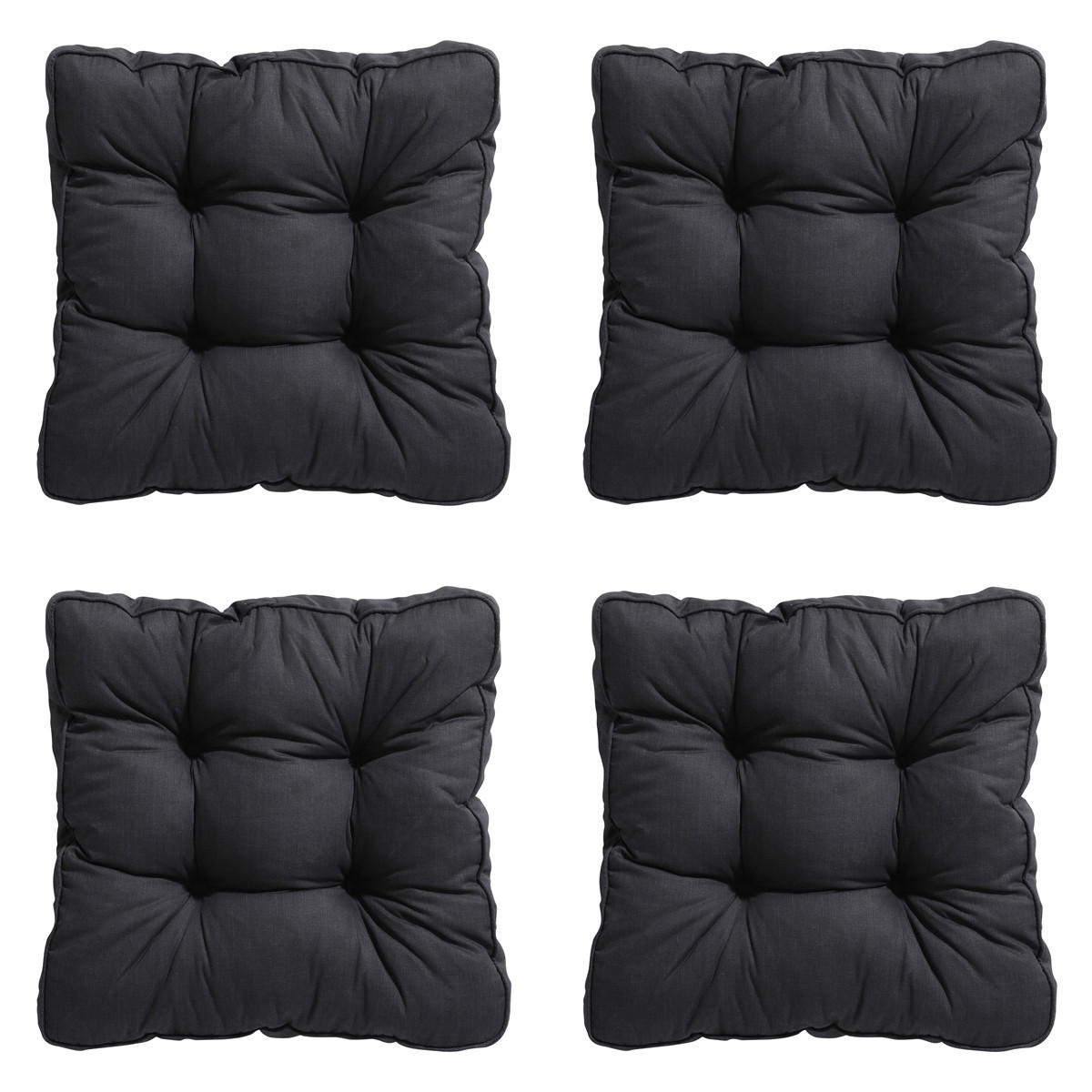 SITZKISSEN Basic 47/47 cm 4er-Set - Schwarz, Textil (47/8/47cm) - Madison