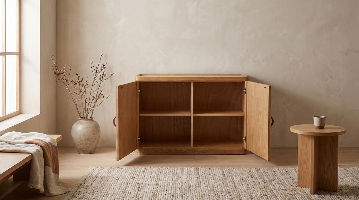 SIDEBOARD FLORIANA Weiß Eiche - Eichefarben/Weiß, Eichenholz/Holz (180/200cm) - KAWOLA