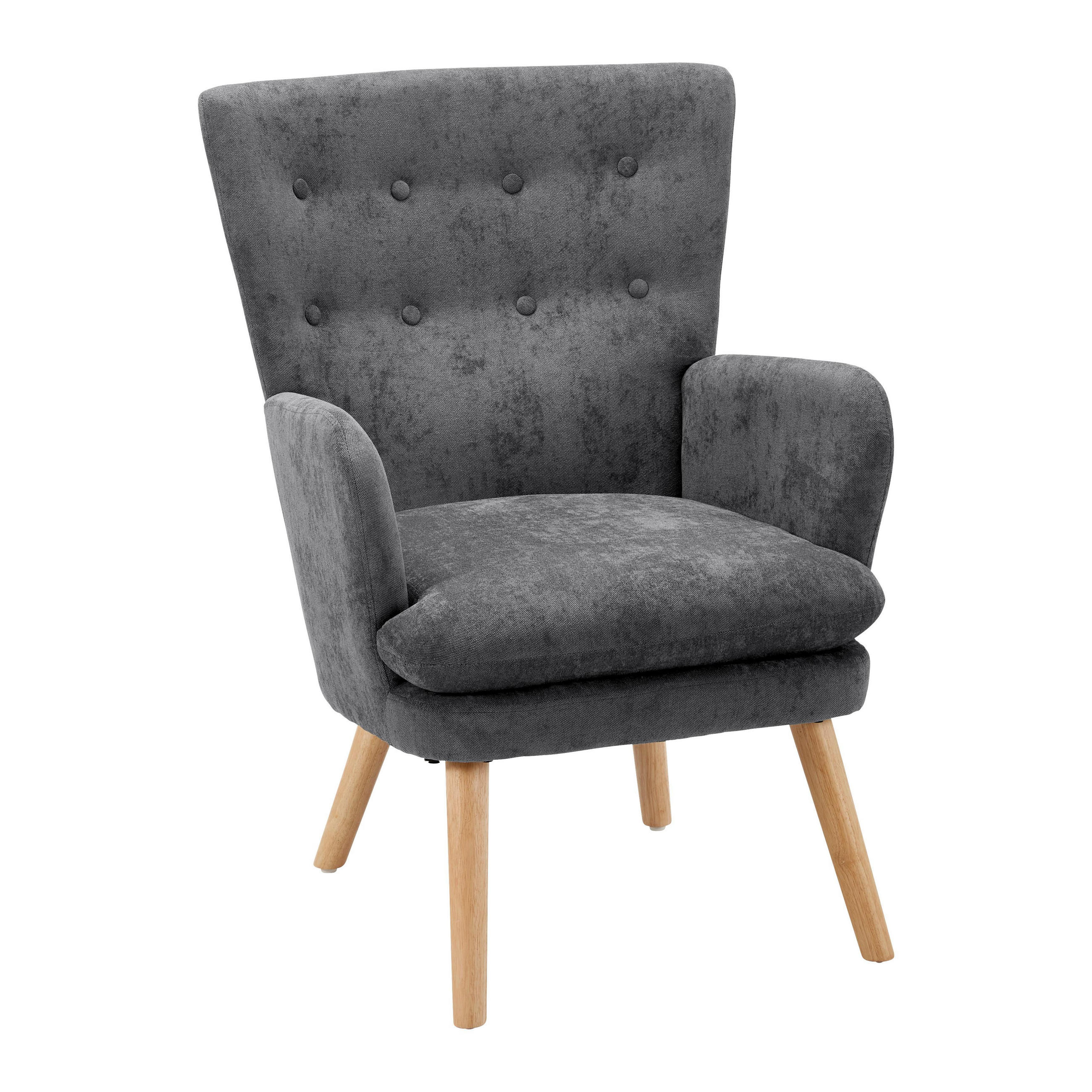 SESSEL Stanka Grau Webstoff - Grau, Holz (67/91/72cm) - Bessagi Home