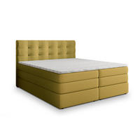 BOXSPRINGBETT AREZI 140x200 cm mit Matratze und Topper - Gelb - Gelb, Holz (140/200cm) - MASSENO