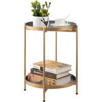 BEISTELLTISCH Rund Gold Metall 2 Ebenen 37 cm - Goldfarben, Metall (37/37/50cm)