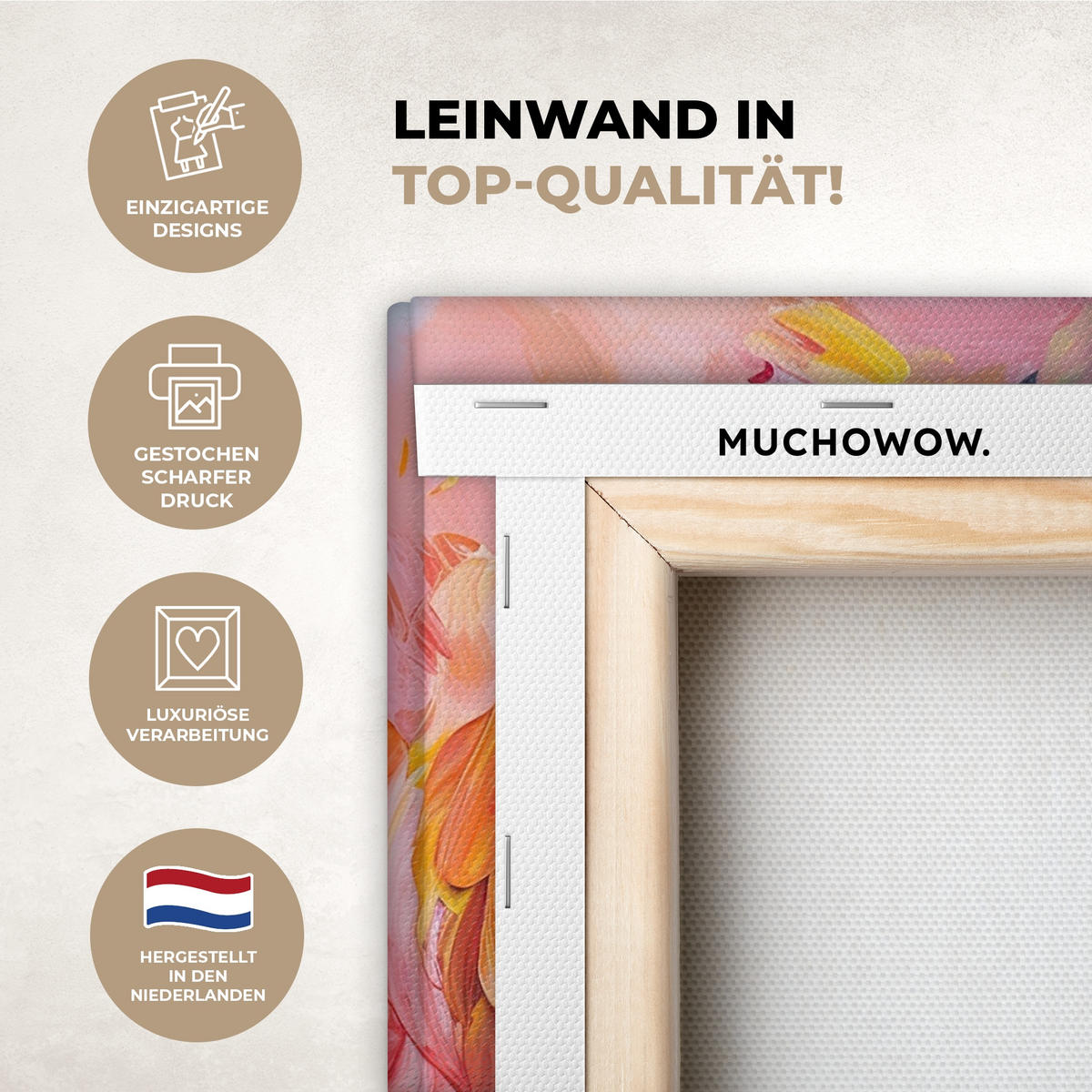 LEINWANDBILD Ölgemälde - Kunst - Abstrakt - Farbenfroh 20x30 cm - Altrosa, Textil (20/30cm) - MuchoWow