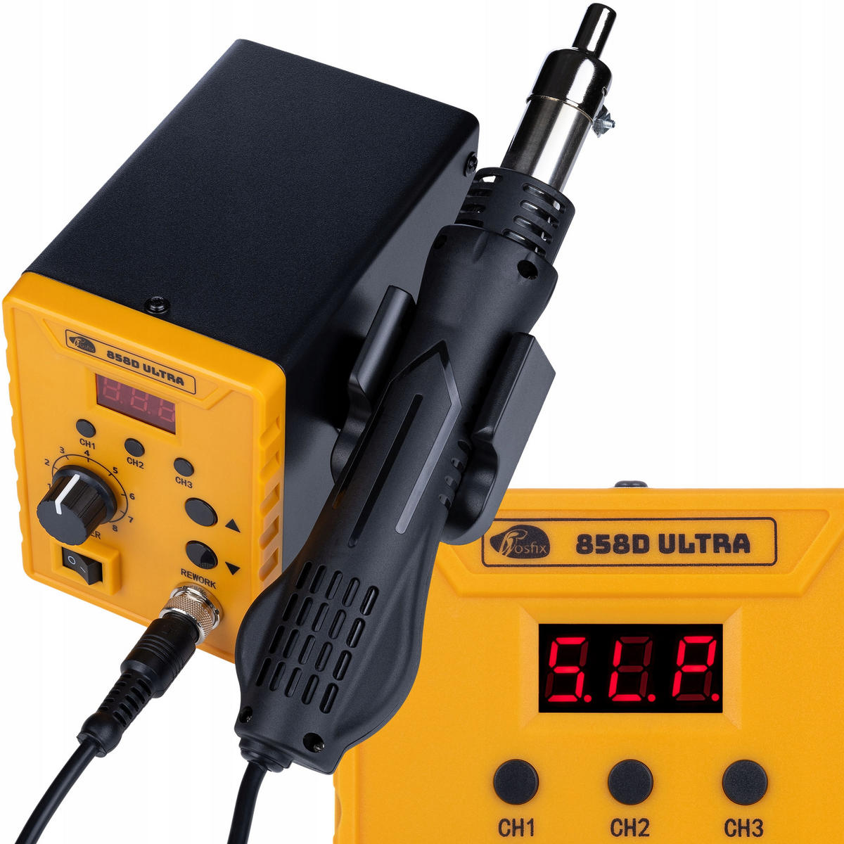 LÖTKOLBEN 858D Ultra Set - 700 W, 100-500 °C, 120 l/min, 50x Lötzinn 200 mm, 3 Düsen, 230 V - Multicolor, Kunststoff/Metall (10/10/10cm)