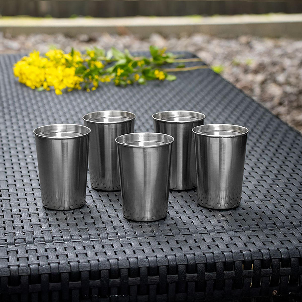 CAMPING BECHER SET Edelstahl - Silberfarben, Metall (0.17L) - Intirilife