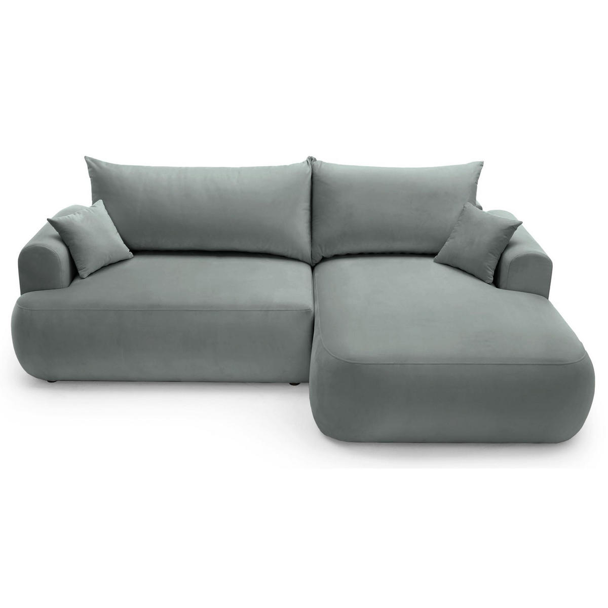 ECKSOFA Ovo Grau mit wasserabweisendem Samtbezug - Schwarz/Grau, Kunststoff/Textil (260/165cm) - Selsey