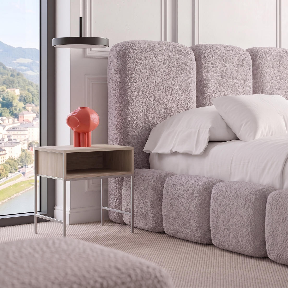 POLSTERBETT SUENO MAXI 160x200 cm in Grau, gepolstertes Kopfteil, Metalllattenrost, Bettkasten, Bouclé-Stoff - Naturfarben/Grau, Holz/Textil (160/200cm) - Muffo