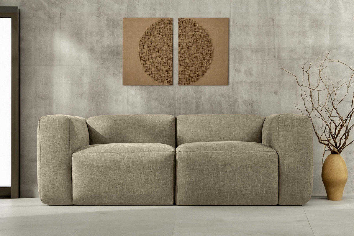 2-SITZER-MODULSOFA BUFFO mit extrem weicher und bequemer Sitzfläche, Gewebestoff, sandfarben - Sandfarben, Textil (210/73/96cm) - KONSIMO®