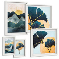 BILDER SET 5er Set - 50x50 cm & 20x30 cm & 40x60 cm Weißer Rahmen - Fruchtige Muster italienischer Wein - Weiß, Kunststoff (40/60cm) - TULUP