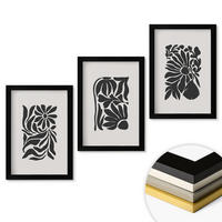 WANDBILDER 3er-Set - 20x30 cm Schwarzer Rahmen - Abstrakte Pflanzenmuster - Schwarz, Kunststoff (20/30cm) - ArtPrintCave