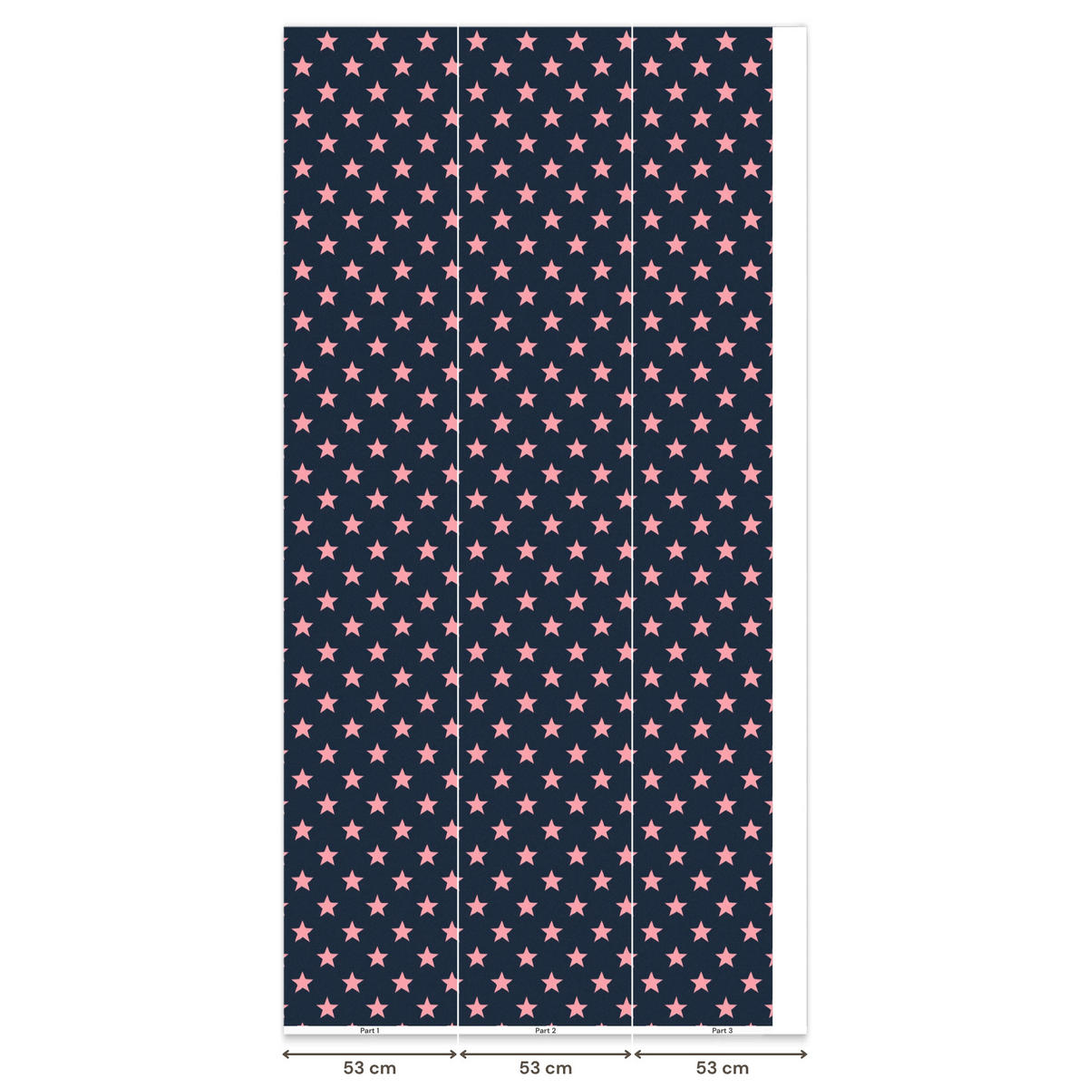 KINDERTAPETE - Muster - Sterne - Rosa - 140x300 cm - Anthrazit, Papier (140/300cm) - OnlyWow