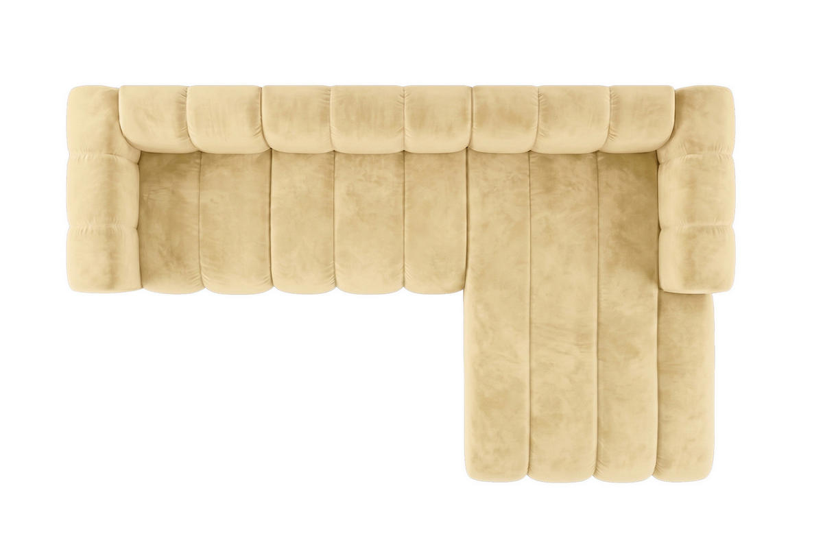 ECKSOFA Modulares In L-Form, Velvet-Stoff Riviera, Buttergelb, Rechts, GRAND 287 cm - Hellgelb, Holz (287/179cm) - Kaiser Möbel