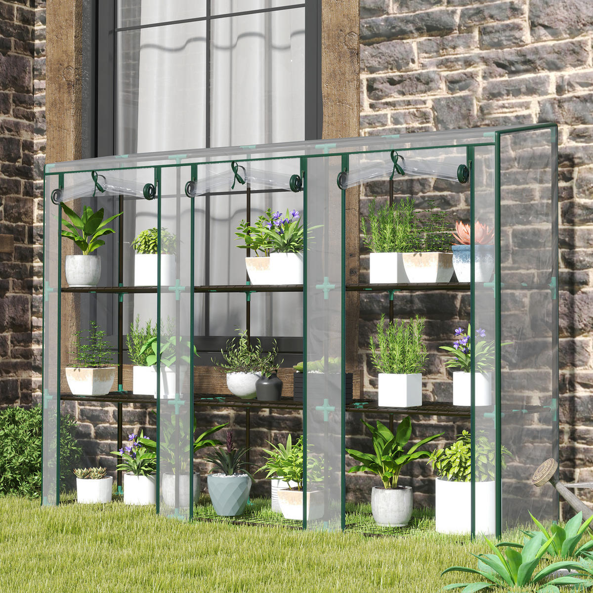 GEWÄCHSHAUS DE-11996 mit 3 Türen & 3 Etagen Transparent - Transparent, Metall (46/151/215cm) - ComfortXL