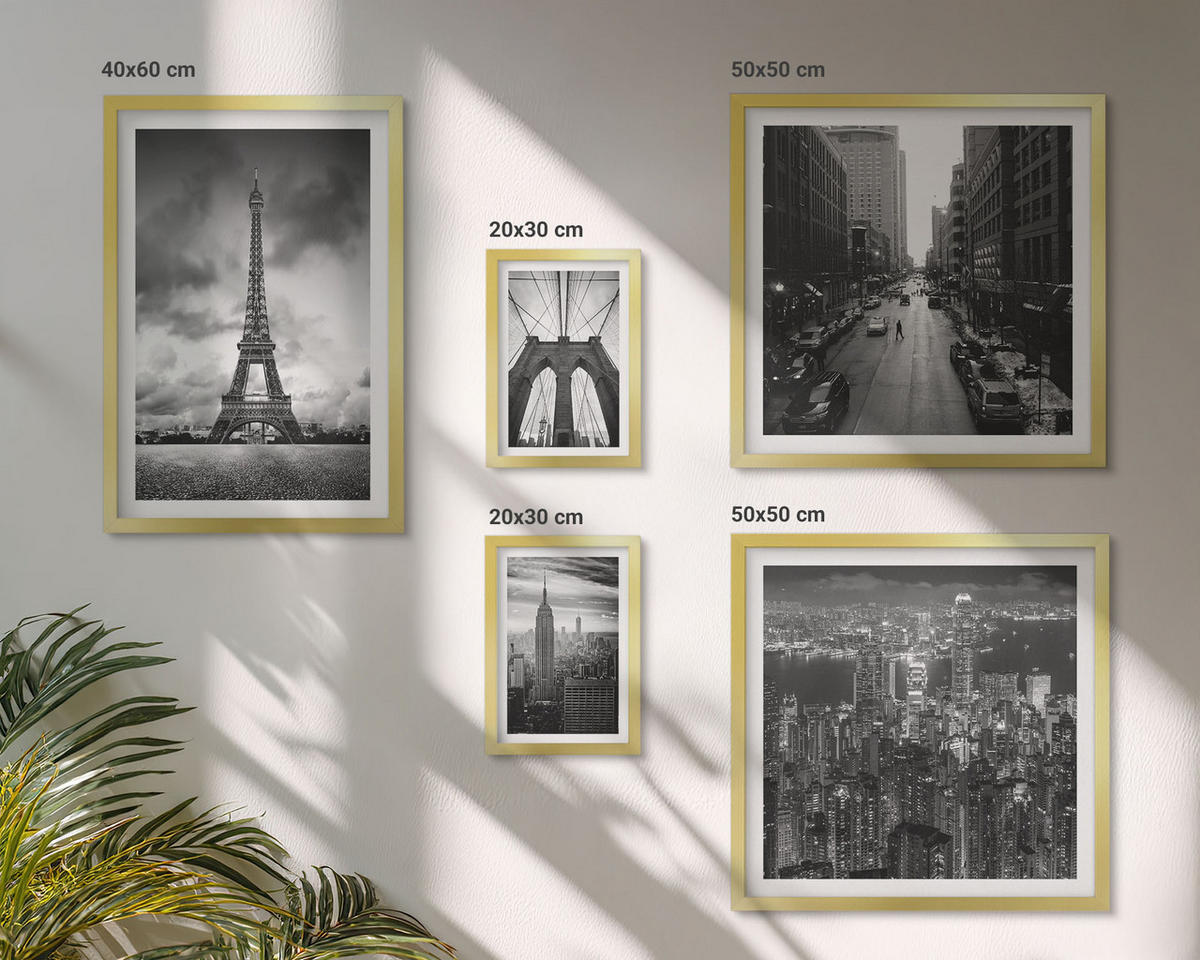 WANDBILDER 5er Set - 50x50 cm & 20x30 cm & 40x60 cm Goldrahmen - Sommerstrände, Meereslandschaft - Goldfarben, Kunststoff (40/60cm) - ArtPrintCave