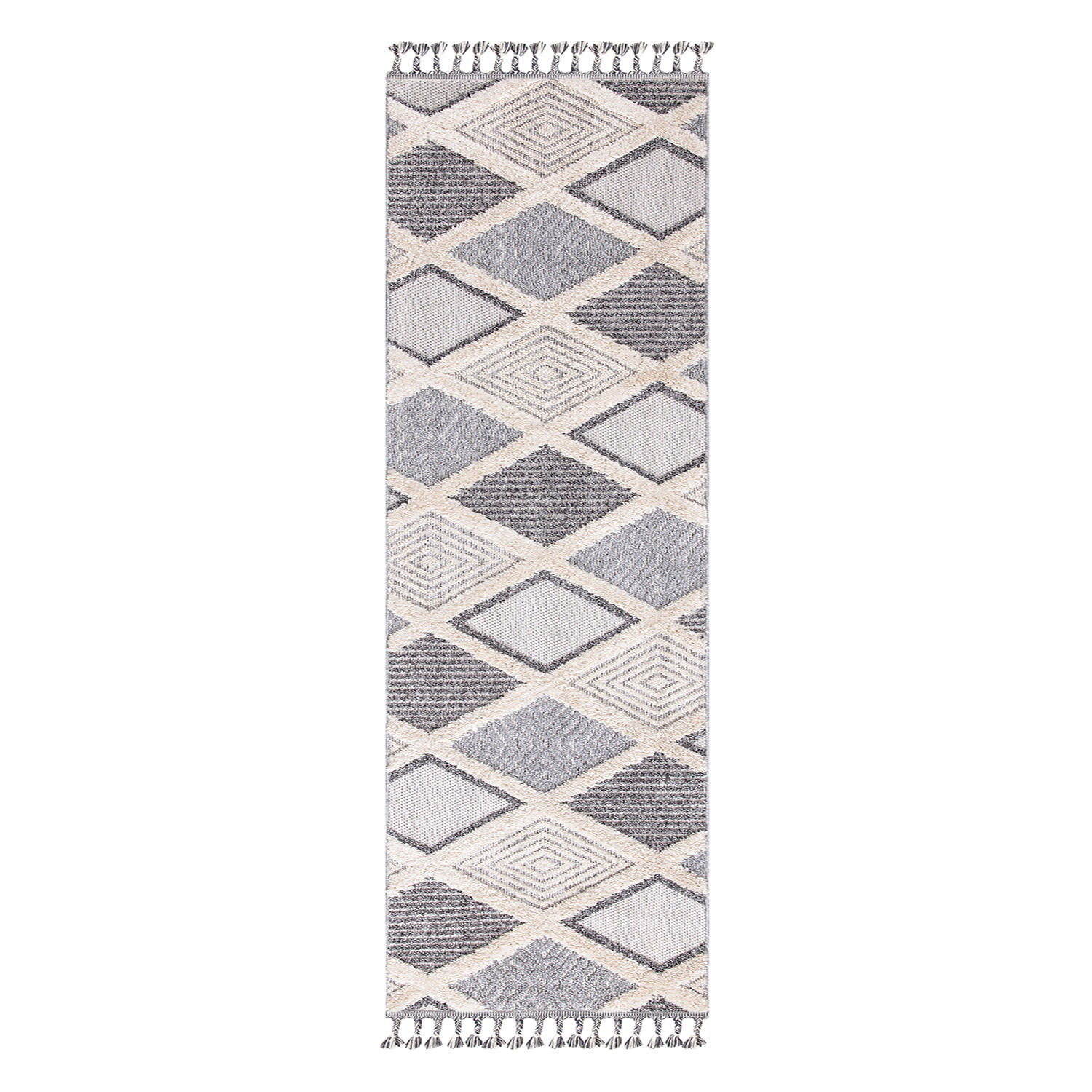KURZFLOR-TEPPICH Valencia 731 Graublau/ Creme 80x300 cm - Blau/Creme, Textil (80/300cm) - carpet city
