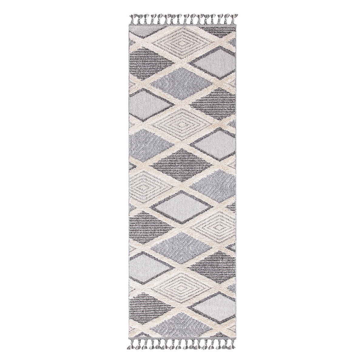 KURZFLOR-TEPPICH Valencia 731 Graublau/ Creme 80x300 cm - Blau/Creme, Textil (80/300cm) - carpet city
