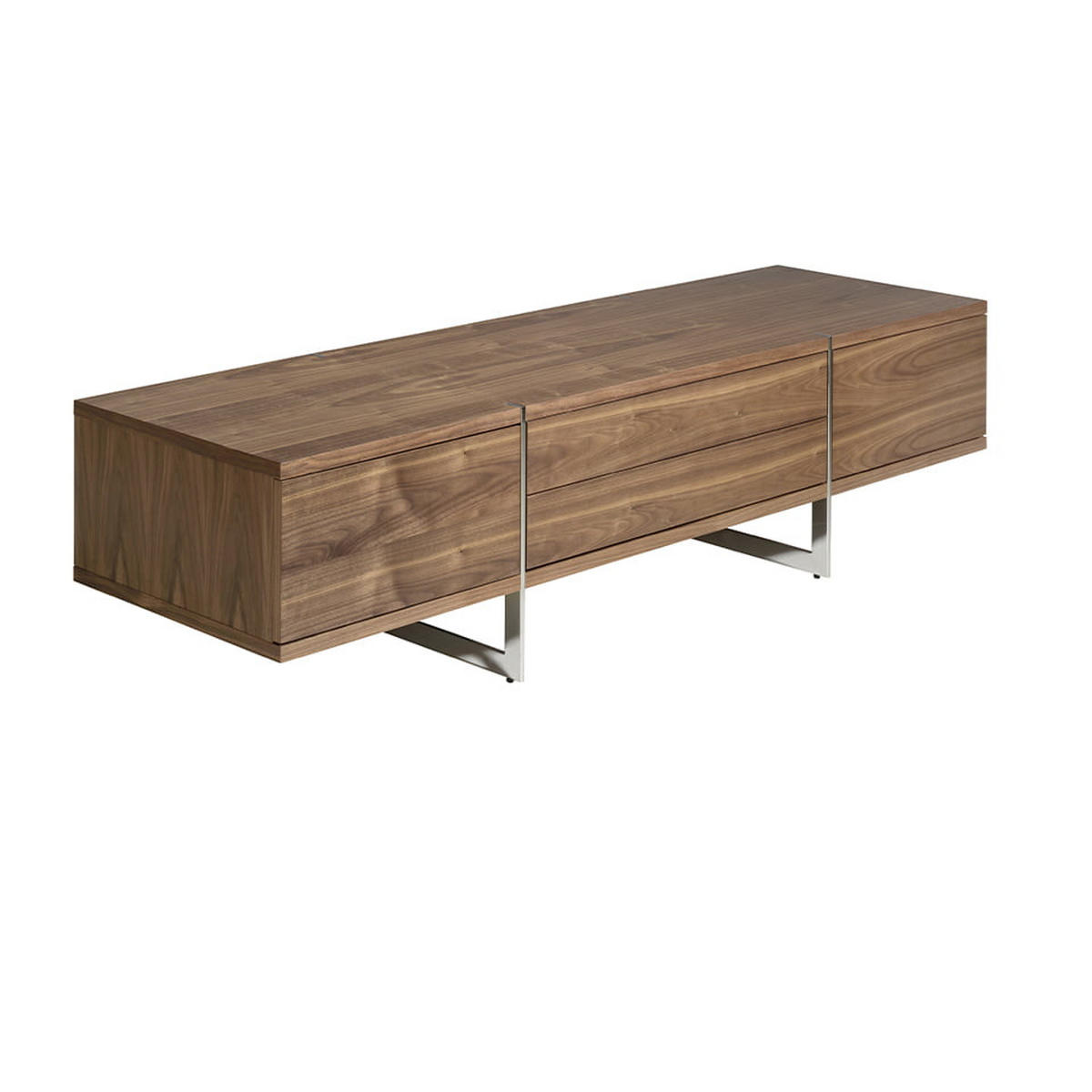 TV-ELEMENT Walnuss Stahl 180/56/46 cm - Edelstahlfarben/Walnussfarben, Holz/Metall (180/46/56cm) - ANGEL CERDA