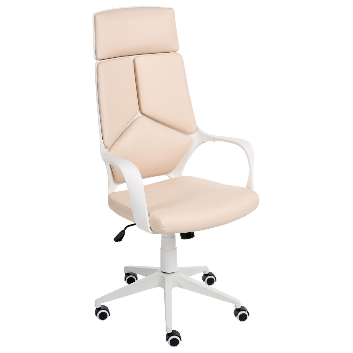 BÜROSTUHL Hellbeige Delight - Beige/Weiß, Kunststoff (64/116/64cm) - Beliani