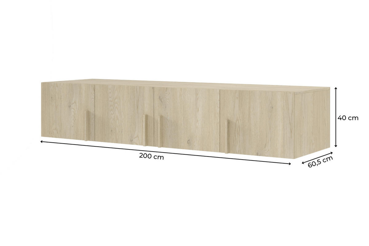AUFSATZSCHRANK BRISSO BRN1 200/40/60,5 cm in Eiche Ceremona - Eichefarben, Holzwerkstoff (200/40/61cm) - Deine Möbel 24
