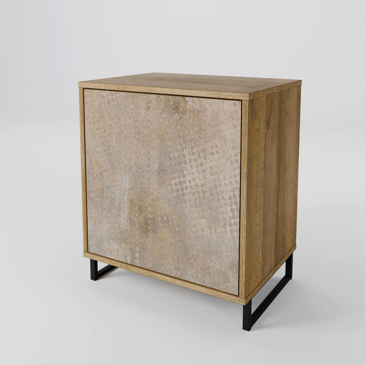 SIDEBOARD SCREEN ERROR, Eichefarben, 57,5x42x77,5 cm, Schräge Buchenholzfüße - Eichefarben/Buchefarben, Holzwerkstoff/Buchenholz (57.5/77.5/42cm) - SpaceRebels