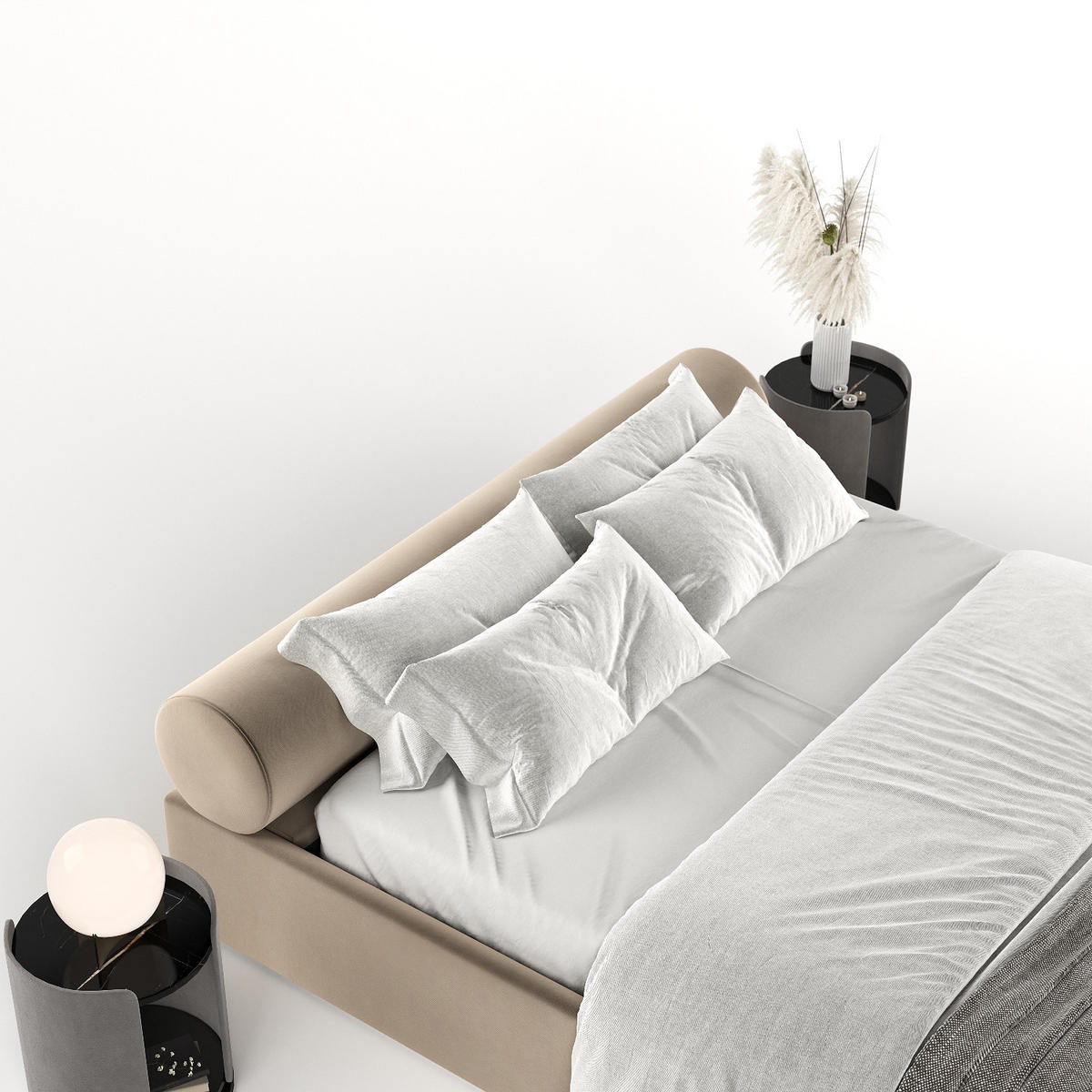 POLSTERBETT Solvo mit Stauraum 140/200 cm Taupe im Paros Stoff - Taupe/Schwarz, Holz/Holzwerkstoff (140/200cm) - AltaBeds