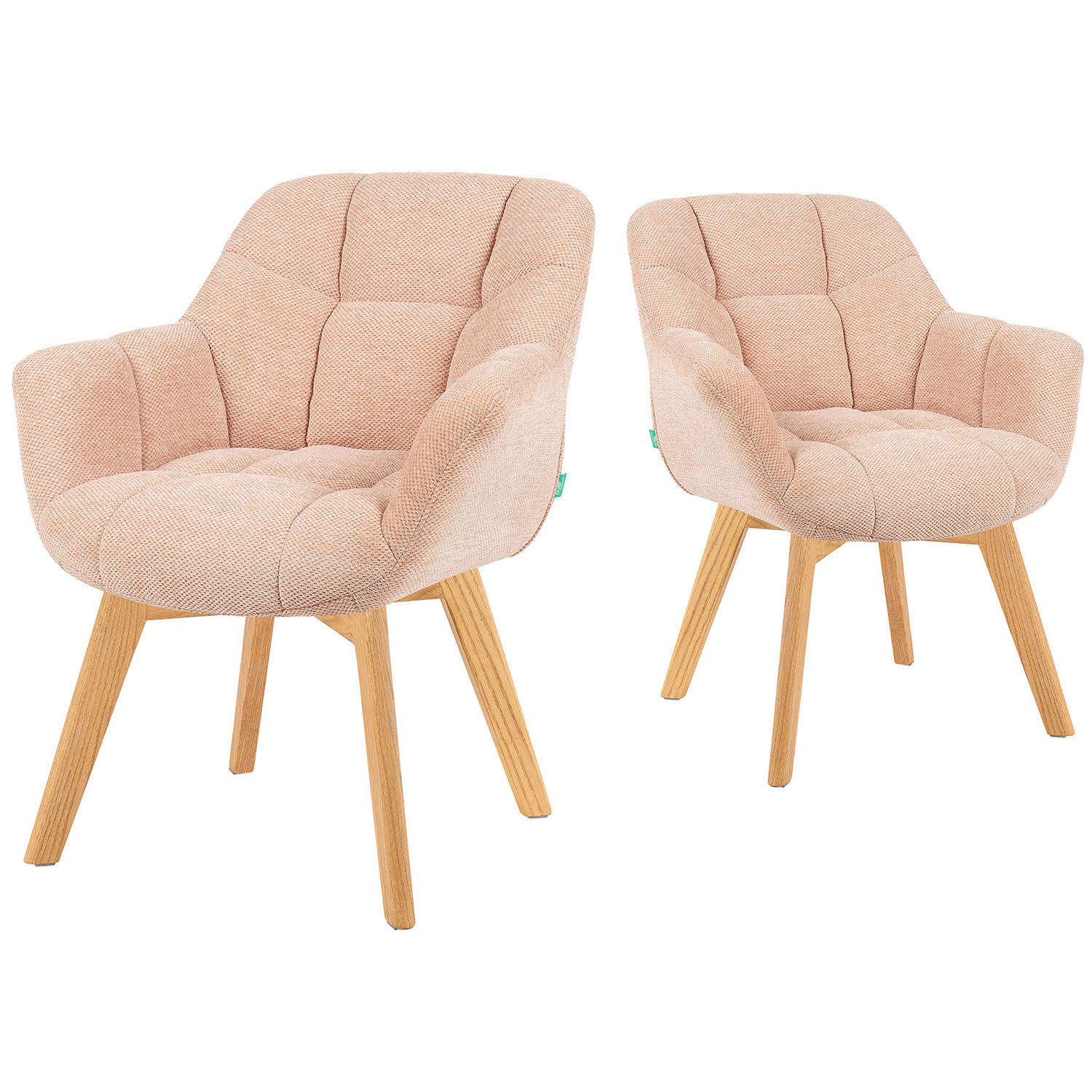 ESSZIMMERSTUHL Mika-Ava 2er-Set - Honigeiche/Rosa, Eichenholz/Holz (65/81/66cm) - DUBI Möbel