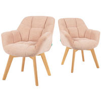 ESSZIMMERSTUHL Mika-Ava 2er-Set - Honigeiche/Rosa, Eichenholz/Holz (65/81/66cm) - DUBI Möbel