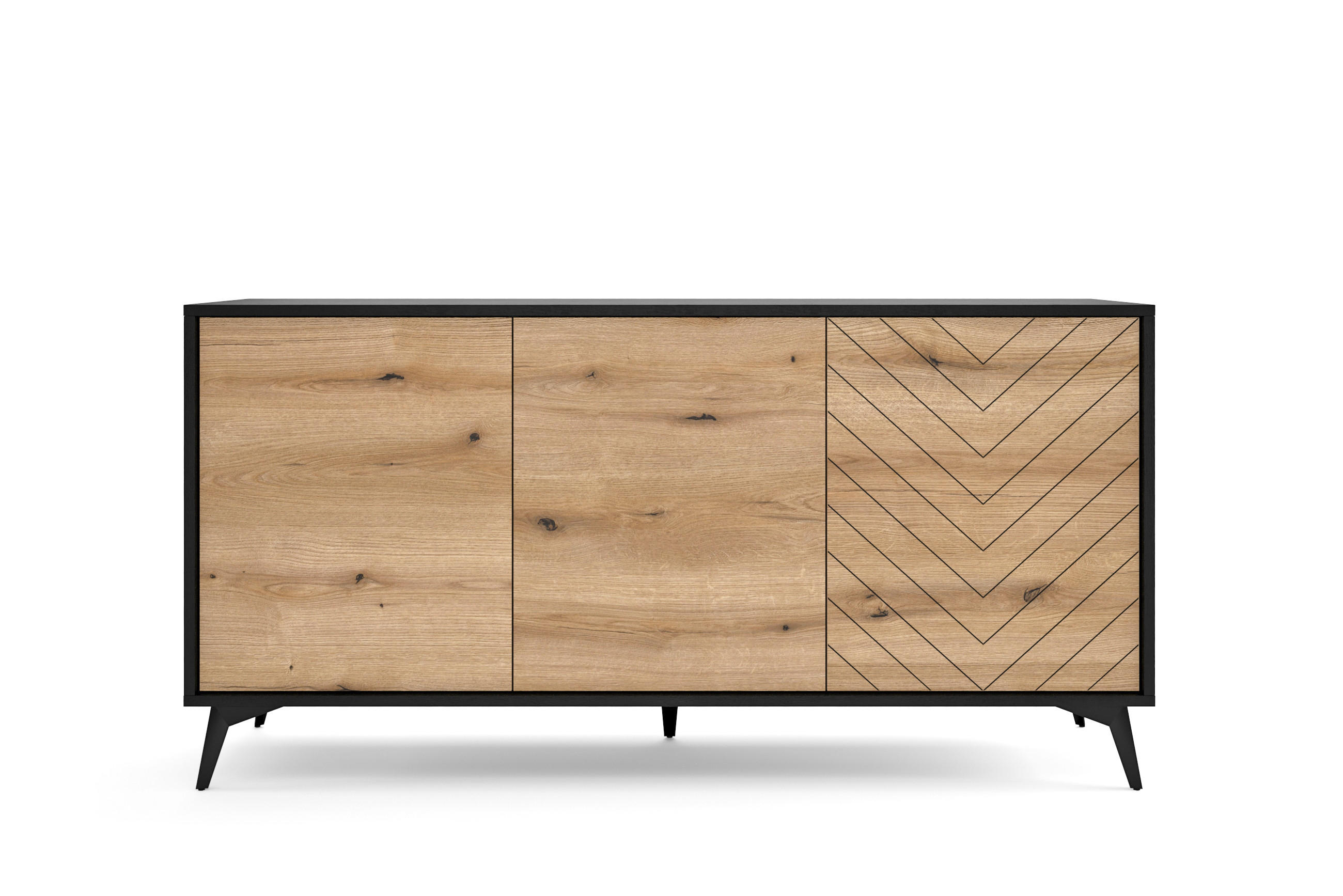 SIDEBOARD Diamond Eiche Evoke - Eichefarben/Schwarz, Holzwerkstoff (154/77/39cm) - Bettso
