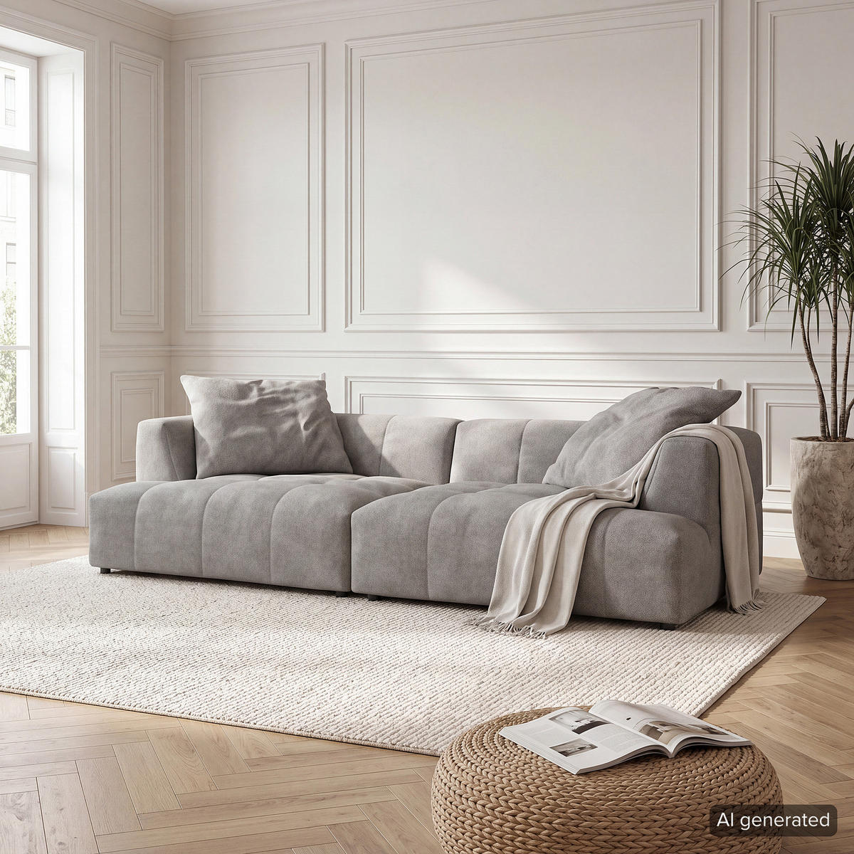 BIGSOFA - Grau, Holz/Kunststoff (272/70/126cm) - home24
