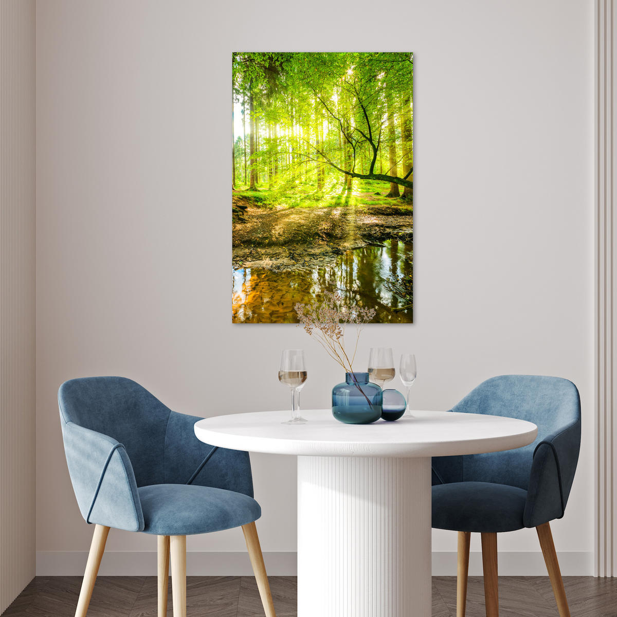 POSTER Wald - Landschaft - Wasser - Bäume - Sonne - Grün - Natur 40x60 cm - Grün, Papier (40/60/0.1cm) - MuchoWow