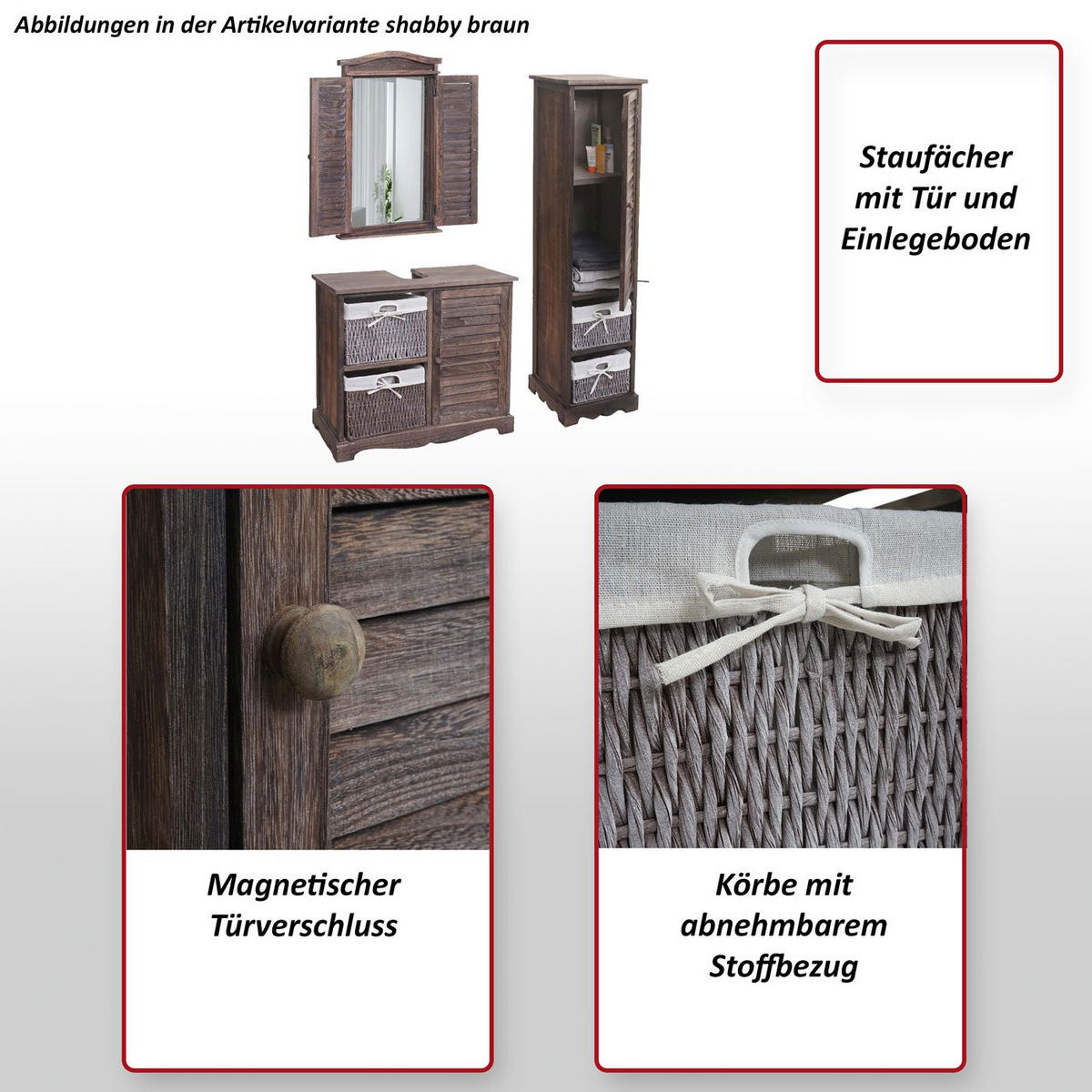 BADEZIMMERSET Braun - Braun, Holz (76/120/31cm) - MCW