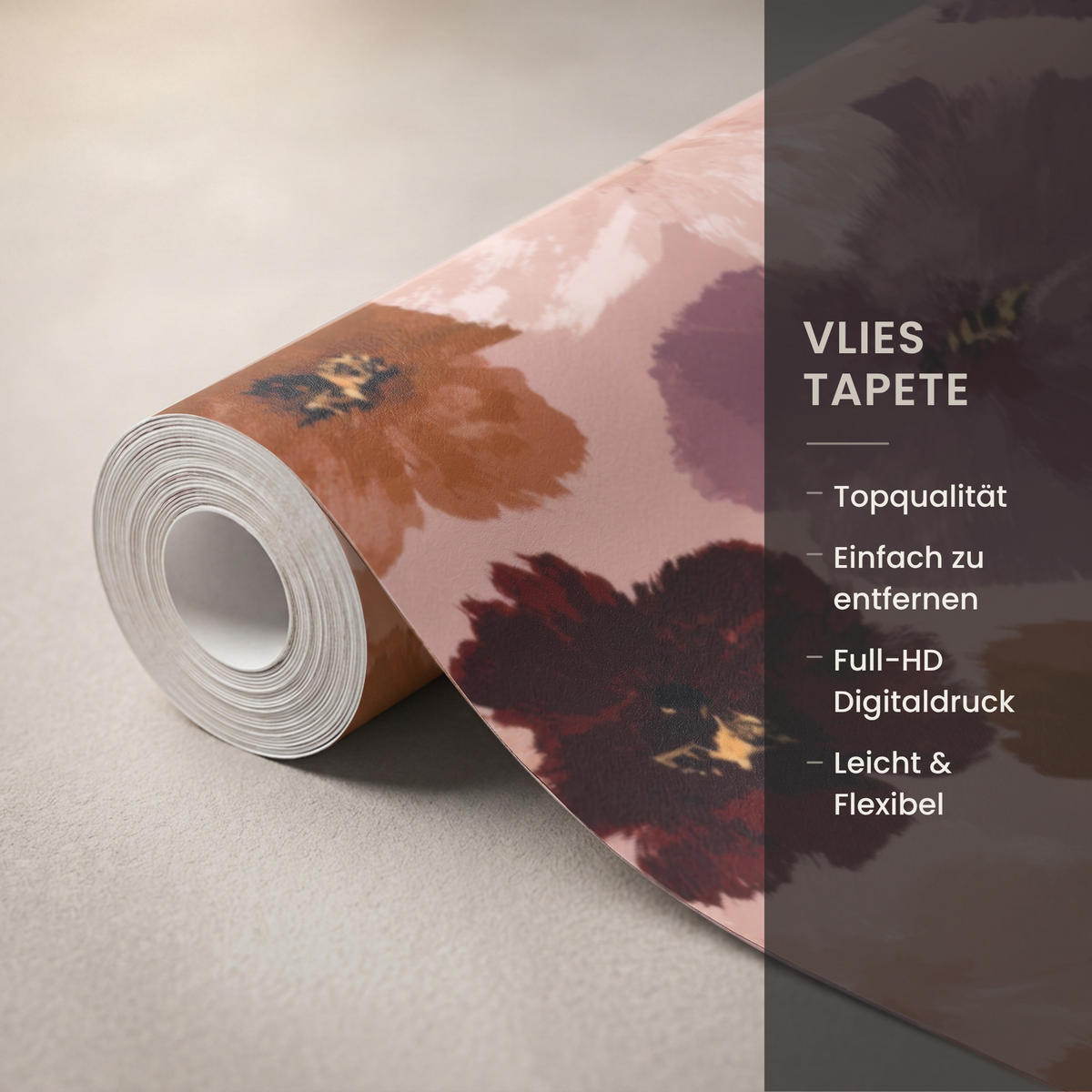 TAPETE - Blumen - Abstrakt - Erdtöne - 100x200 cm - Multicolor, Papier (100/200cm) - OnlyWow