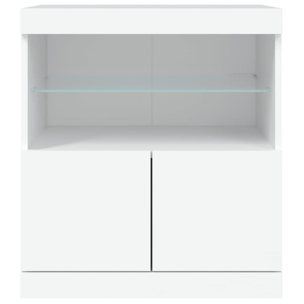 SIDEBOARD mit LED-Licht, 2 Türen 60/37/67 cm aus Holzwerkstoff Weiß - Weiß, Holz (60/67/37cm) - vidaXL