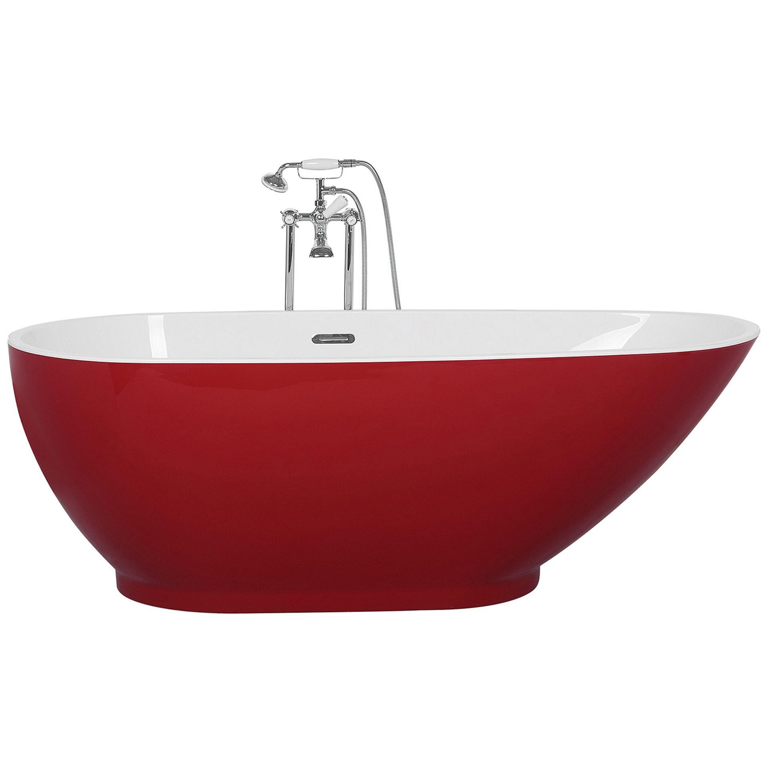 BADEWANNE FREISTEHEND 82x173x59 cm rot Guiana - Rot, Kunststoff (82/60/173cm) - Beliani