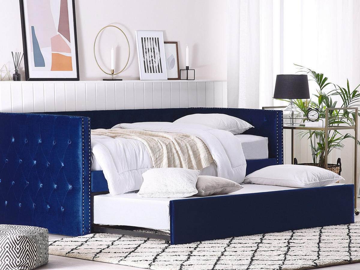 TAGESBETT 90/200cm Marineblau Gassin - Blau, Textil (90/200cm) - Beliani