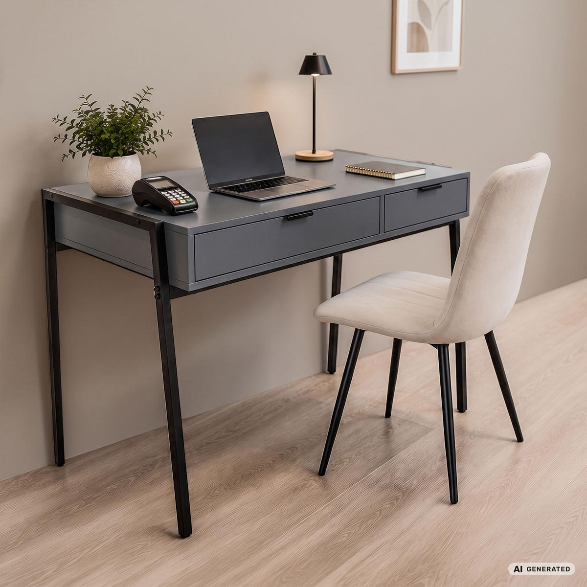 SCHREIBTISCH ZENTIA 100 cm Graphit - Graphitfarben/Schwarz, Holzwerkstoff (100/45/80.5cm) - Akord